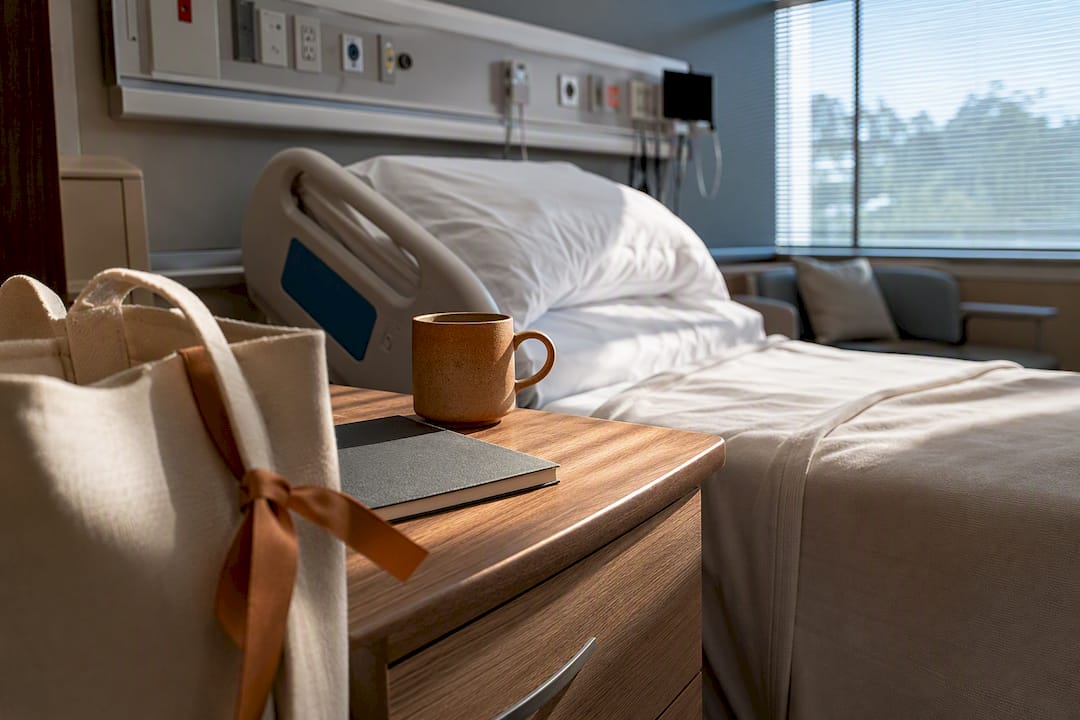 Hospital bedside prepared for a thoughtful delivery