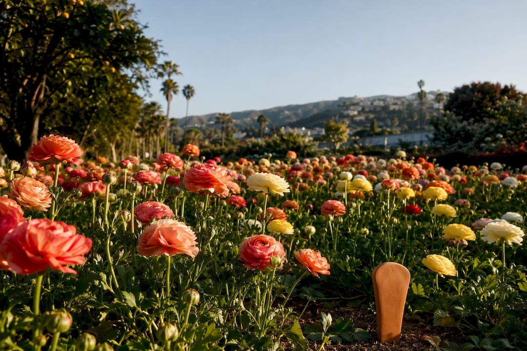 Ranunculus blooming in a Los Angeles garden