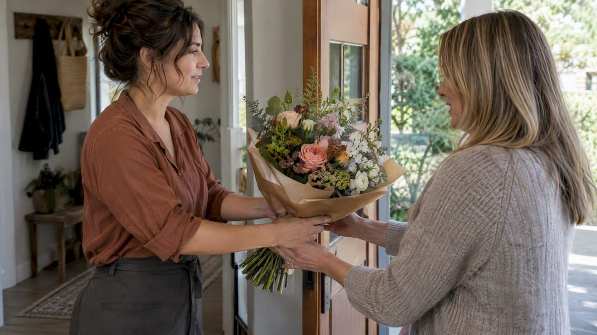 Birthday bouquet handed over at home