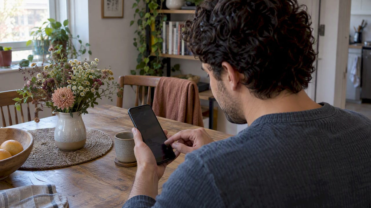 Customer ordering flower delivery on smartphone