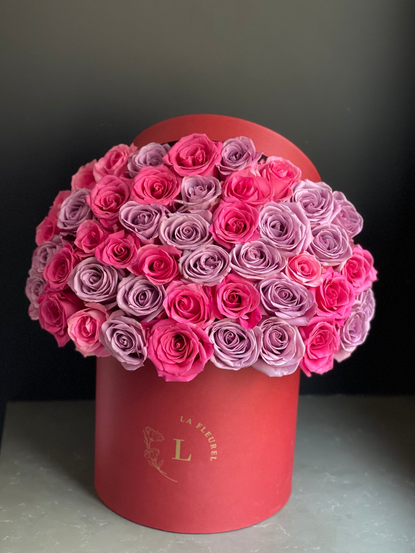 Purple and Pink roses Box
