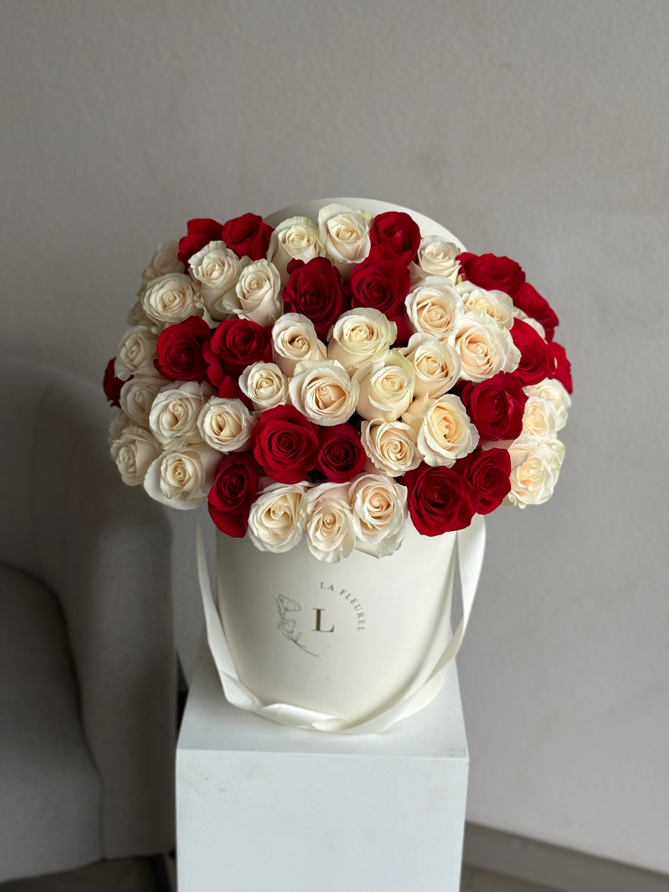50 White and Red Roses