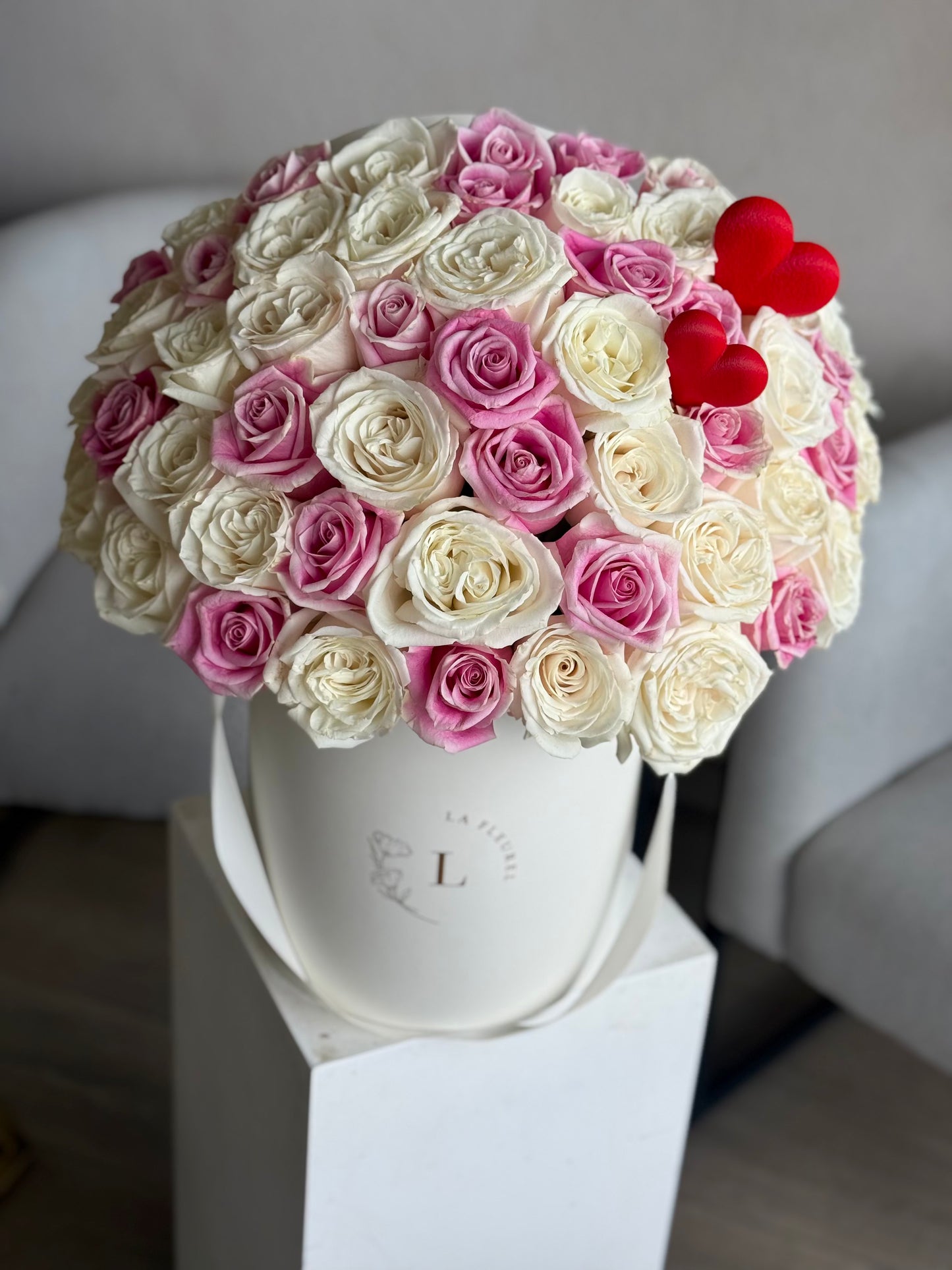 Valentine's 50 Pink and White roses